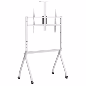 Maclean TV stand / cart, camera shelf, on casters, 55-100", max load 120kg/10kg shelf, max. VESA 900x600, balts, MC-114 W