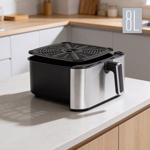 TEESA DIGITAL AIR FRYER XXL karstā gaisa friteris, 8 l, 1700 W, liels trauks, programmas, siltuma uzturēšana