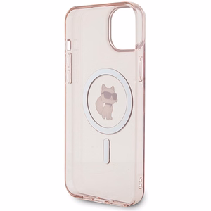 Viedtālruņa apvalks Karl Lagerfeld IML Choupette Magnētiskais MagSafe iPhone 15 Plus - rozā (m)