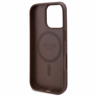 Guess GUHMP16LP4ROPEMCW iPhone 16 Pro 6.3" brūns/brūns cietais apvalks 4G Ziedu Druka Magnētiskais