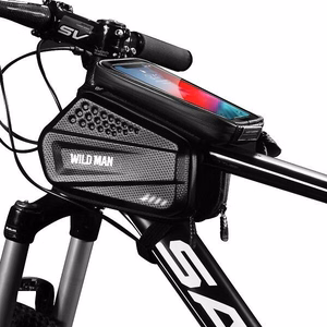 WILDMAN ceļojumu soma velosipēda rāmim ar rāvējslēdzēju, 1,2L (4"-7"), ES6, melna