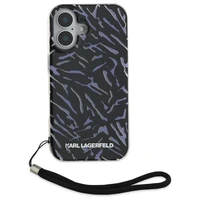 Karl Lagerfeld Zebra Pattern & Cord viedtālruņa apvalks iPhone 16 Plus - violets