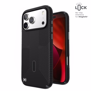 Speck Presidio2 Grip MagSafe with ClickLock vāciņš ierīcei iPhone 17 Pro Max, “Black / Slate Grey” krāsā