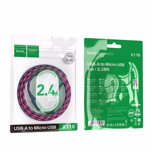 Kabelis USB A uz Micro USB Hoco 2,4A 1 m X116 gradienta violeta