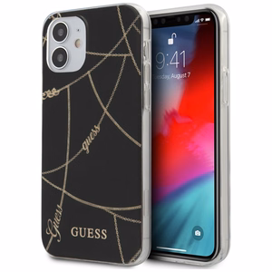 Guess GUHCP12SPCUCHBK iPhone 12 mini 5.4" чёрный/чёрный жёсткий чехол Gold Chain Collection