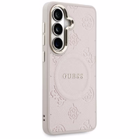 Guess maciņš Saffiano Peony Embossed Ring MagSafe priekš Samsung Galaxy S26 rozā