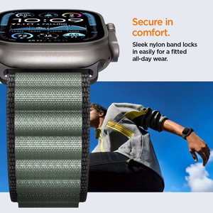 SPIGEN WBF1 siksniņa APPLE WATCH 6 / 7 / 8 / 9 / 10 / SE / ULTRA 1 / 2 (44 / 45 / 46 / 49 MM) melns/zaļš