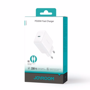 Joyroom JR-TCF20 USB-C PD 20W tīkla lādētājs - balts + USB-C / USB-C kabelis 1m