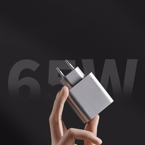 Cuktech 65W GaN sienas lādētājs 2xUSB-C 1xUSB-A pelēks