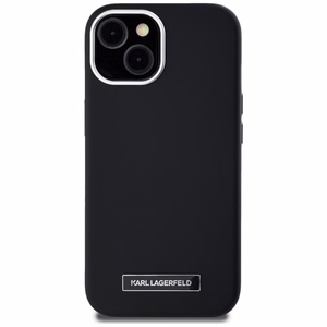 Karl Lagerfeld FW Metal Plate Magnētiskais iPhone 15 viedtālruņa apvalks - melns