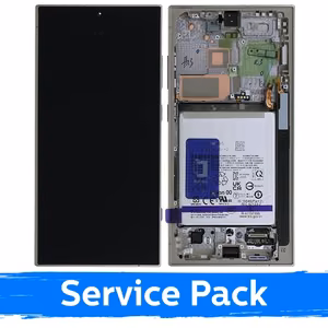 LCD Displejs saderīgs ar Samsung S928 S24 Ultra ar rāmi / Titanium Gray / (Service Pack) +AR BATERIJU