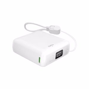 Puro Внешний аккумулятор 10000мАч 20W USB-C USB-A с дисплеем и встроенным кабелем USB-C - белый