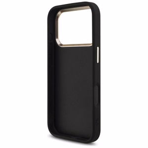 Guess PU Leather 4G Metal Logo Gold Frame vāciņš Apple iPhone 18 Pro, melns