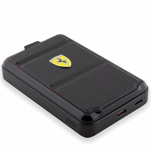 Magnētiskais portatīvais lādētājs Ferrari Metal Logo MagSafe 15W 10000mAh ar statīva funkciju (melns)