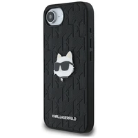 Karl Lagerfeld Monogram Choupette Head Pin viedtālruņa apvalks iPhone 16e - melns