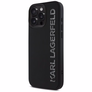 Karl Lagerfeld HC 3D Rubber Elongated Glitter iPhone 16 Pro Case - Black