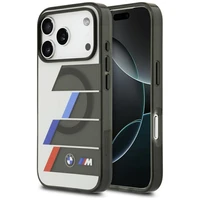 BMW M IML metāla pogas trīskrāsu līnijas magnētiskais viedtālruņa apvalks iPhone 17 Pro Max - pelēks