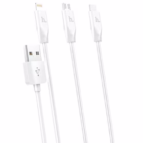 HOCO 3IN1 LIGHTNING / USB TYP-C / MICRO USB BALTS KABELIS