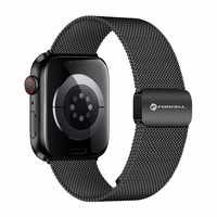 FORCELL F-DESIGN FA14 magnētiskā nerūsējošā tērauda siksniņa APPLE pulkstenim 42 / 44 / 45 / 49 mm melna
