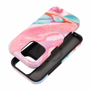 FORCELL F-PROTECT Mirage militārā standarta viedtālruņa apvalks, saderīgs ar MagSafe, IPHONE 16 PRO, rozā marmors