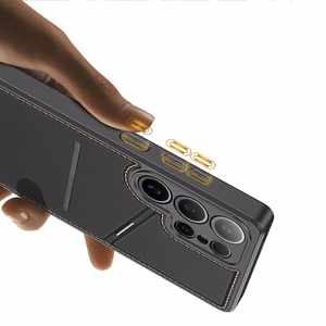 Viedtālruņa apvalks Samsung Galaxy S25 Ultra ar statīvu un maku (m) - melns