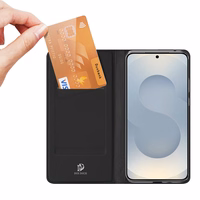 Dux Ducis Skin Pro viedtālruņa apvalks Samsung Galaxy S25 Edge ar vāku un karšu nodalījumu - melns