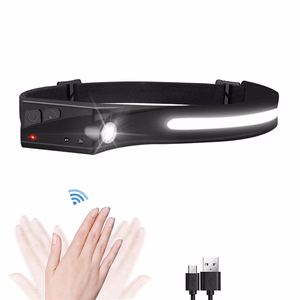 Ar USB-C uzlādējams LED galvas lukturis ar kustības sensoru, IPX4, 1200 mAh – melns
