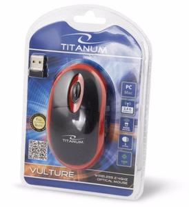 Titanum TM116E bezvadu 3D pele 2.4GHZ melna / sarkana