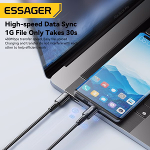 USB kabelis Essager Ultra tumši pelēks Type-C / Type-C 200cm (līdz 240W!!!)