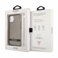 Guess GUHCP13SHTSGSK iPhone 13 mini 5.4" melns/melns cietais viedtālruņa apvalks ar caurspīdīgu dizainu Stap