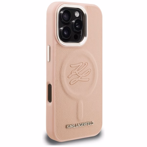 Karl Lagerfeld iniciāļu un metāla logotips MagSafe maciņš iPhone 16 Pro Max - rozā