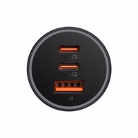 Automašīnas lādētājs Baseus "Golden Contactor Pro" pelēks 65W (2xPD / 1xQC3.0)