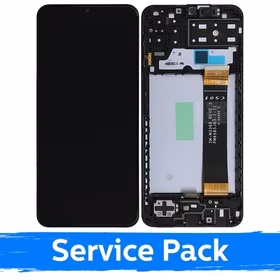 LCD Displejs Saderīgs ar Samsung A135 A13 4G Melns Ar Frame (Service Pack)