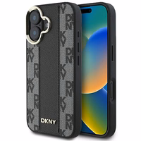 DKNY Rūtainais raksts magnētiskais iPhone 16 Plus viedtālruņa apvalks - melns