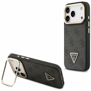 Guess 4G PU Triangle Logo & Stand Camera Magsafe чехол iPhone 17 Pro - черный