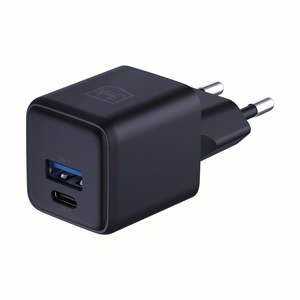 Melns 3mk Hyper GaN tīkla lādētājs, 20 W, QC4+/PD/PPS, USB 1A1C, ES