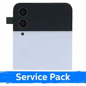 LCD displejs saderīgs ar Samsung F721 Z Flip4 (OUTER) ar rāmi / Balts / (Service Pack)