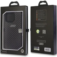 Audi Oglekļa šķiedras iPhone 14 Pro Max 6.7" melns/melns cietais apvalks AU-TPUPCIP14PM-R8/D2-BK