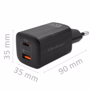 Qoltec 50766 universāls lādētājs klēpjdatoram, spēļu konsolei, ārējam akumulatoram, viedtālrunim, viedpulkstenim, planšetdatoram Melna AC Ātrā uzlāde