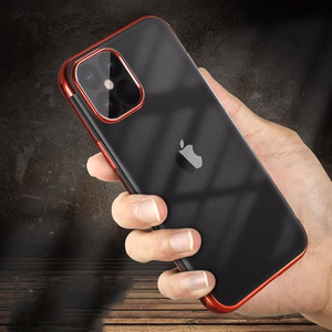 Caurspīdīgs krāsains apvalks Gel TPU ar elektroplāksnes rāmi Xiaomi Mi 11 zils
