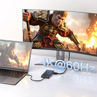 USB-C Hub 14 in 1 Wozinsky WDS03Y5S daudzfunkcionāls, alumīnijs, 3 monitoriem, ar 15 cm kabeli - pelēks