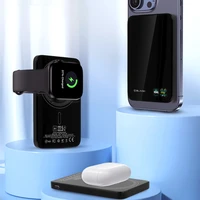 Blavec Portatīvais lādētājs 5000mAh BJ-04 Īpaši Plāns 7,8mm - Type C - 22,5W magnētiskā Magsafe 3 in 1 (PBBJ04-MC5B) melna stikls