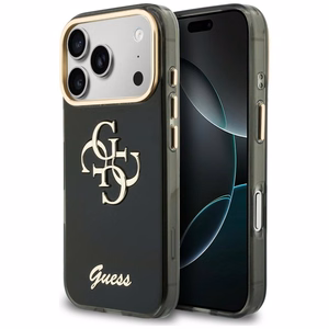 Guess IML 4G Script Metal maciņš modelim iPhone 17 Pro Max / 18 Pro Max – krāsa: melna