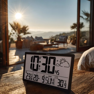 Īpaši liels LCD sienas pulkstenis GreenBlue GB218 ar meteoroloģisko staciju, temperatūras un datuma rādījumu