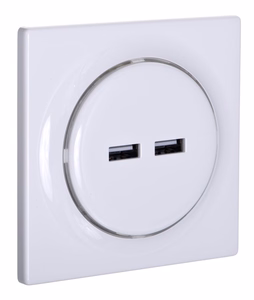 Fibaro Walli N kontaktligzda 2x USB Balts