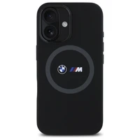 BMW M Silikona Drukātais Gredzens Magnētiskais viedtālruņa apvalks iPhone 16 - melns