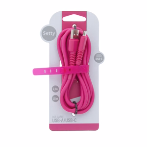 Komplektēšanas kabelis USB - USB-C 1,5 m 2A KSA-C-1.526 rozā krāsā
