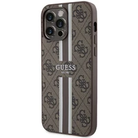 Guess 4G Printed Stripes Magnētiskais viedtālruņa apvalks iPhone 15 Pro Max - brūns