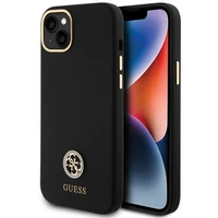 Guess Silikona Logo Strass 4G Viedtālruņa apvalks iPhone 15 Plus / 14 Plus 6.7" - melns