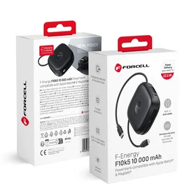 Portatīvais lādētājs saderīgs ar MagSafe Forcell F-Energy F10K5 PD3.1 QC3.0 3A 22,5W 10000 mAh saderīgs ar Apple Watch melna